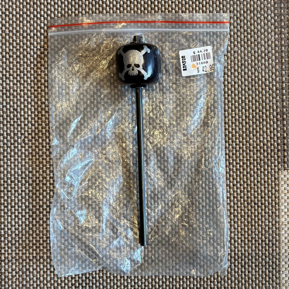 Danmar Black Wood Ball Bass Drum Beater Silver Skull