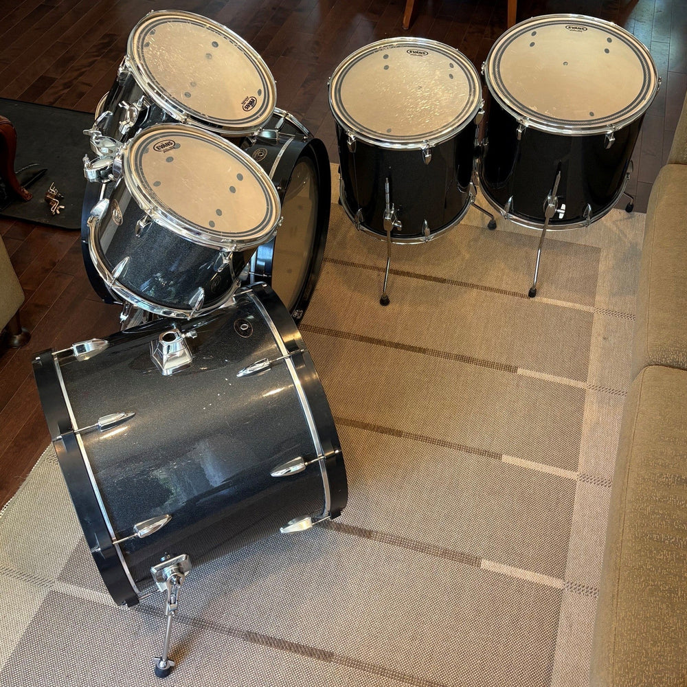 Tama Imperialstar Drum Set 7 pcs Hairline Black Double bass drum/Batterie 7mcx noir double grosses caisses- used/usagée