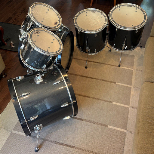 Tama Imperialstar Drum Set 7 pcs Hairline Black Double bass drum/Batterie 7mcx noir double grosses caisses- used/usagée