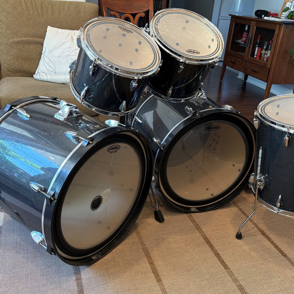 Tama Imperialstar Drum Set 7 pcs Hairline Black Double bass drum/Batterie 7mcx noir double grosses caisses- used/usagée