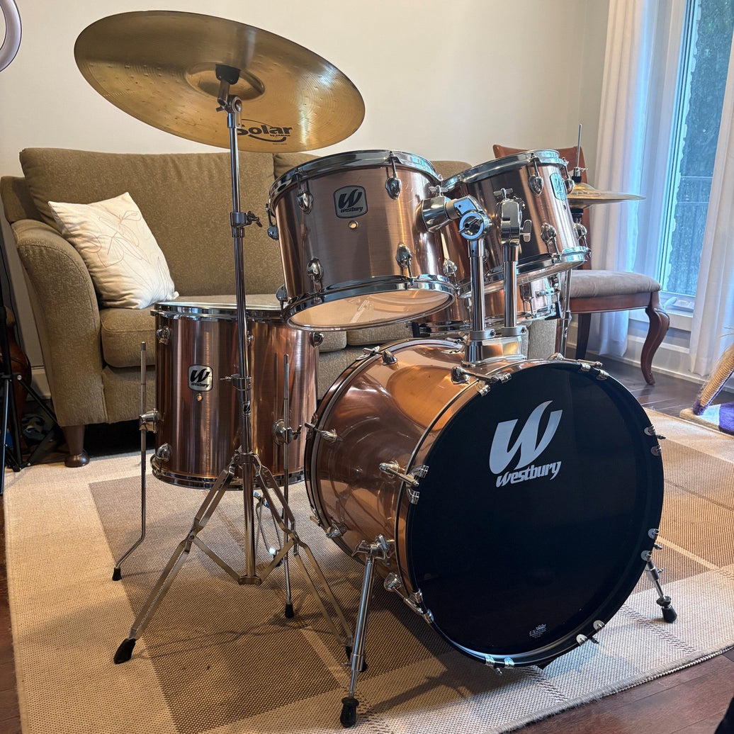 Westbury drum kit set/batterie complete ensemble de tambours cuivre - used/usagée