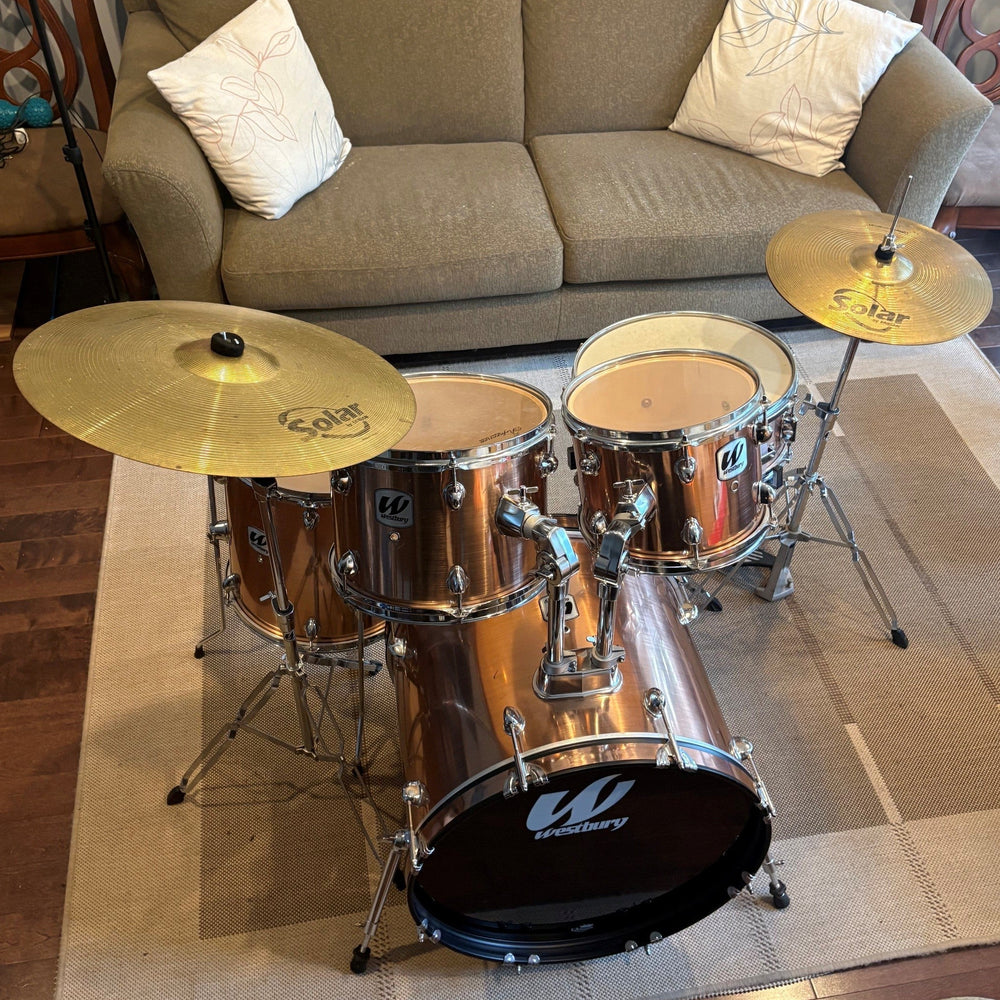 Westbury drum kit set/batterie complete ensemble de tambours cuivre - used/usagée