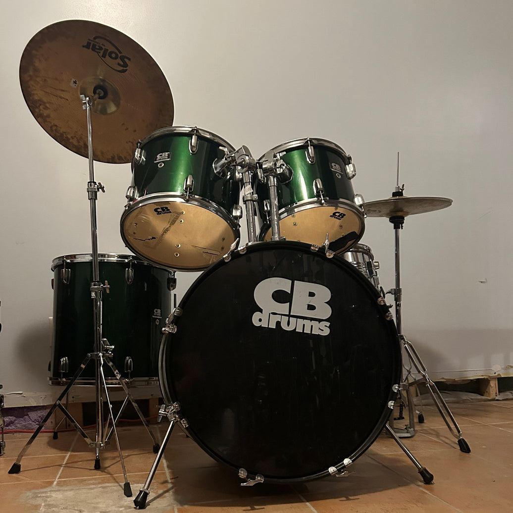 CB drum set, stand, acoustic green w/cymbals / Batterie avec trépieds, pédale et cymbales - used/usagé