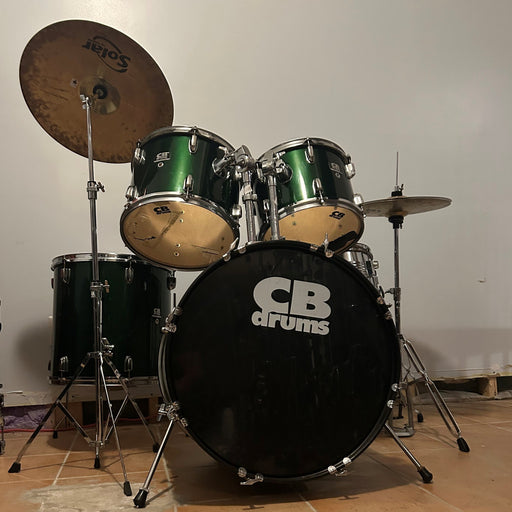 CB drum set, stand, acoustic green w/cymbals / Batterie avec trépieds, pédale et cymbales - used/usagé