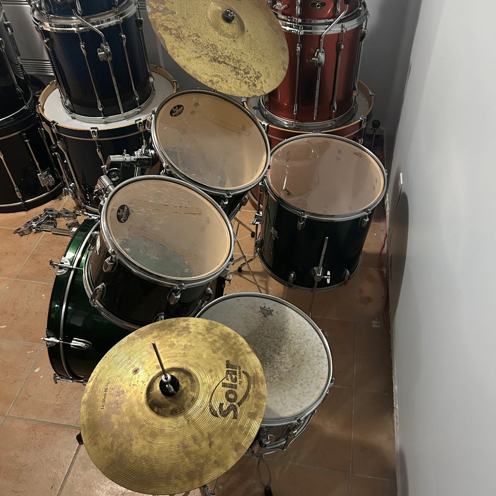 CB drum set, stand, acoustic green w/cymbals / Batterie avec trépieds, pédale et cymbales - used/usagé