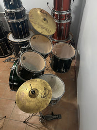 CB drum set, stand, acoustic green w/cymbals / Batterie avec trépieds, pédale et cymbales - used/usagé